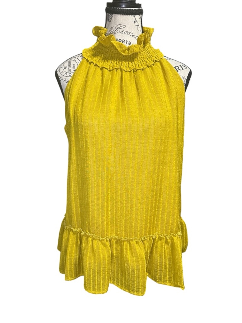 THML Mustard Ruffle-Hem Halter Top - Picture 2 of 7